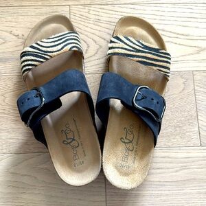 Bos & Co. lapo slide sandal - black nubuck leather Size EU 41/10